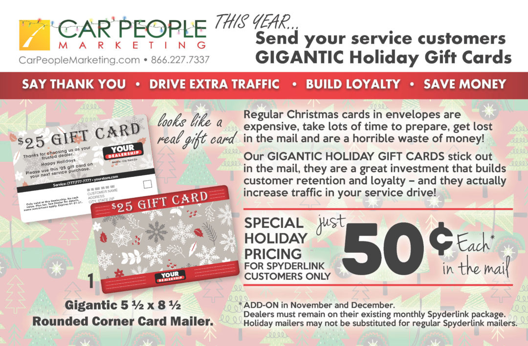 Holiday Gift Card Mailers Car People Marketing